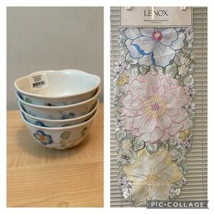 Butterfly Meadow Decorative Cutout Centerpiece 14 x 36 and 4 Dessert Bowls 12oz.